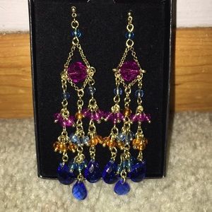 NWT*Bright, chandelier, glass beaded earrings